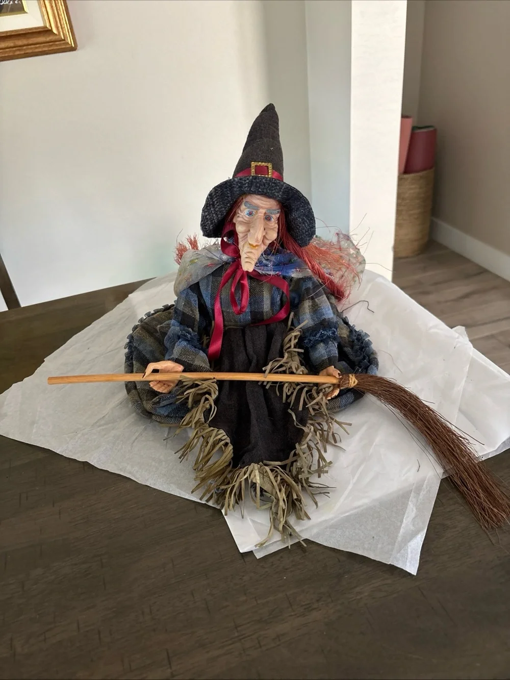 Witch Doll- Halloween Decor- Vintage Table Sitter Decor- Spooky